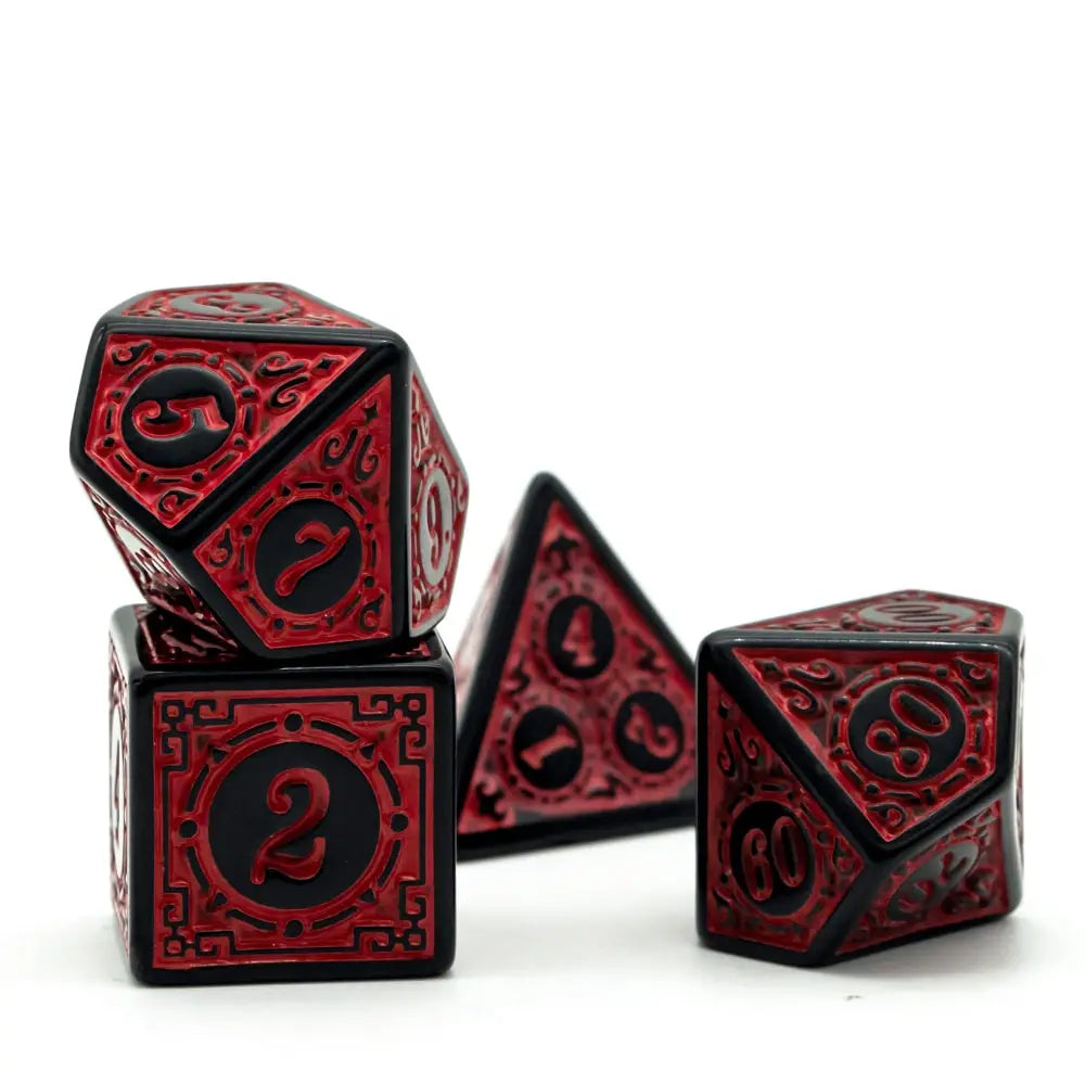 Poludie DND 7Pcs/Set Dice Set Window Lattice Red D4~D20 Diverse Polyhedral Dice for Role Playing Board Game Tabletop RPG D&D