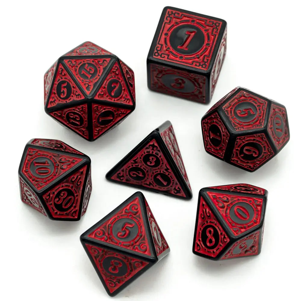 Poludie DND 7Pcs/Set Dice Set Window Lattice Red D4~D20 Diverse Polyhedral Dice for Role Playing Board Game Tabletop RPG D&D