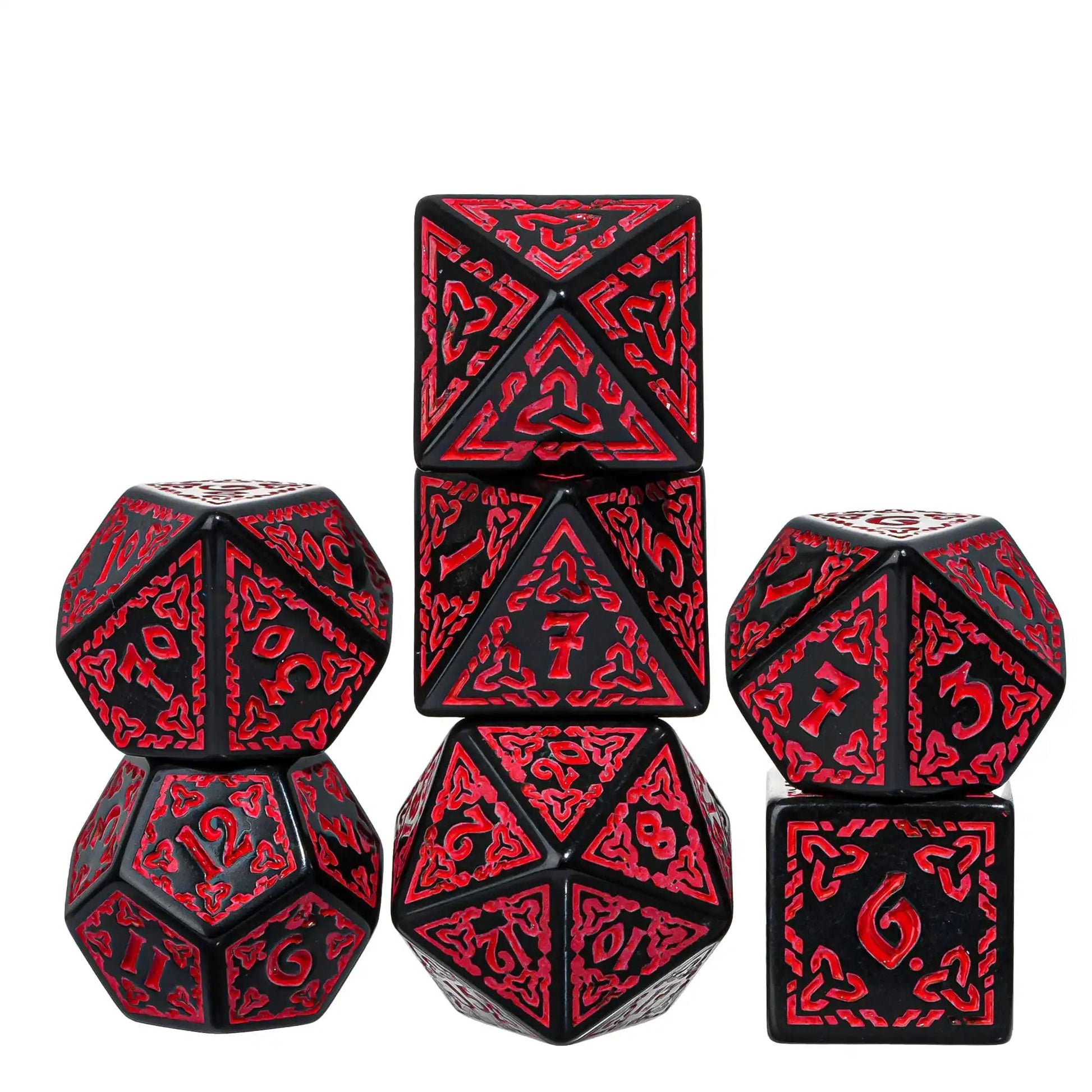 Poludie DND 7Pcs/Set Dice Set Window Lattice Red D4~D20 Diverse Polyhedral Dice for Role Playing Board Game Tabletop RPG D&D