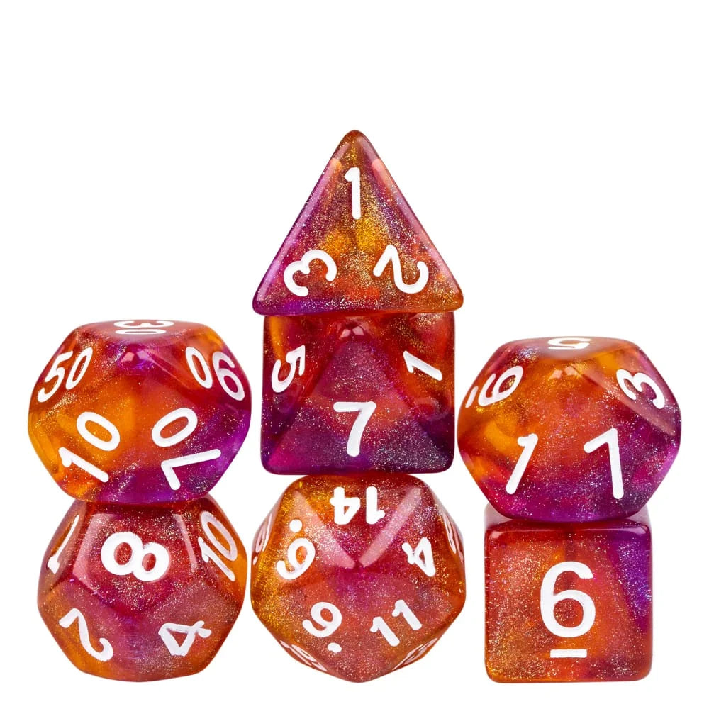 Poludie DND 7Pcs/Set Dice Set Window Lattice Red D4~D20 Diverse Polyhedral Dice for Role Playing Board Game Tabletop RPG D&D