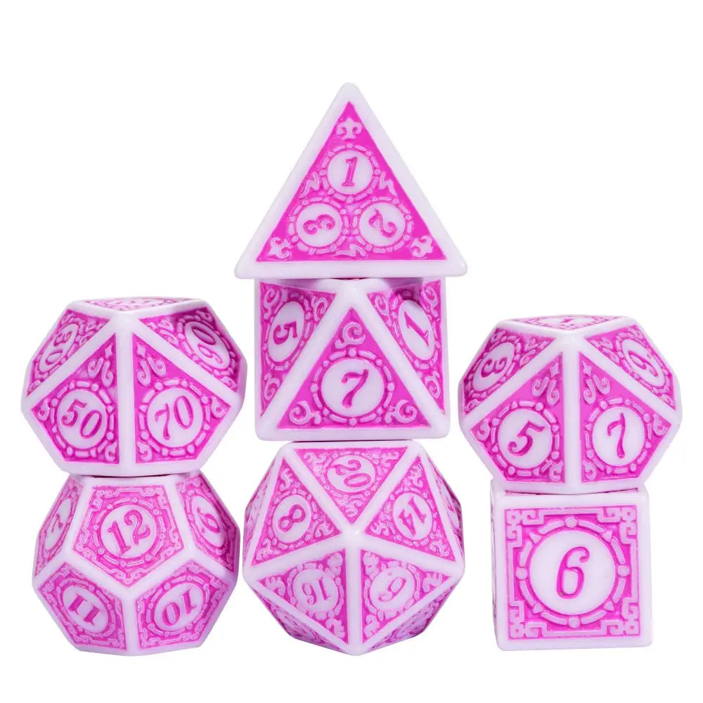 Poludie DND 7Pcs/Set Dice Set Window Lattice Red D4~D20 Diverse Polyhedral Dice for Role Playing Board Game Tabletop RPG D&D