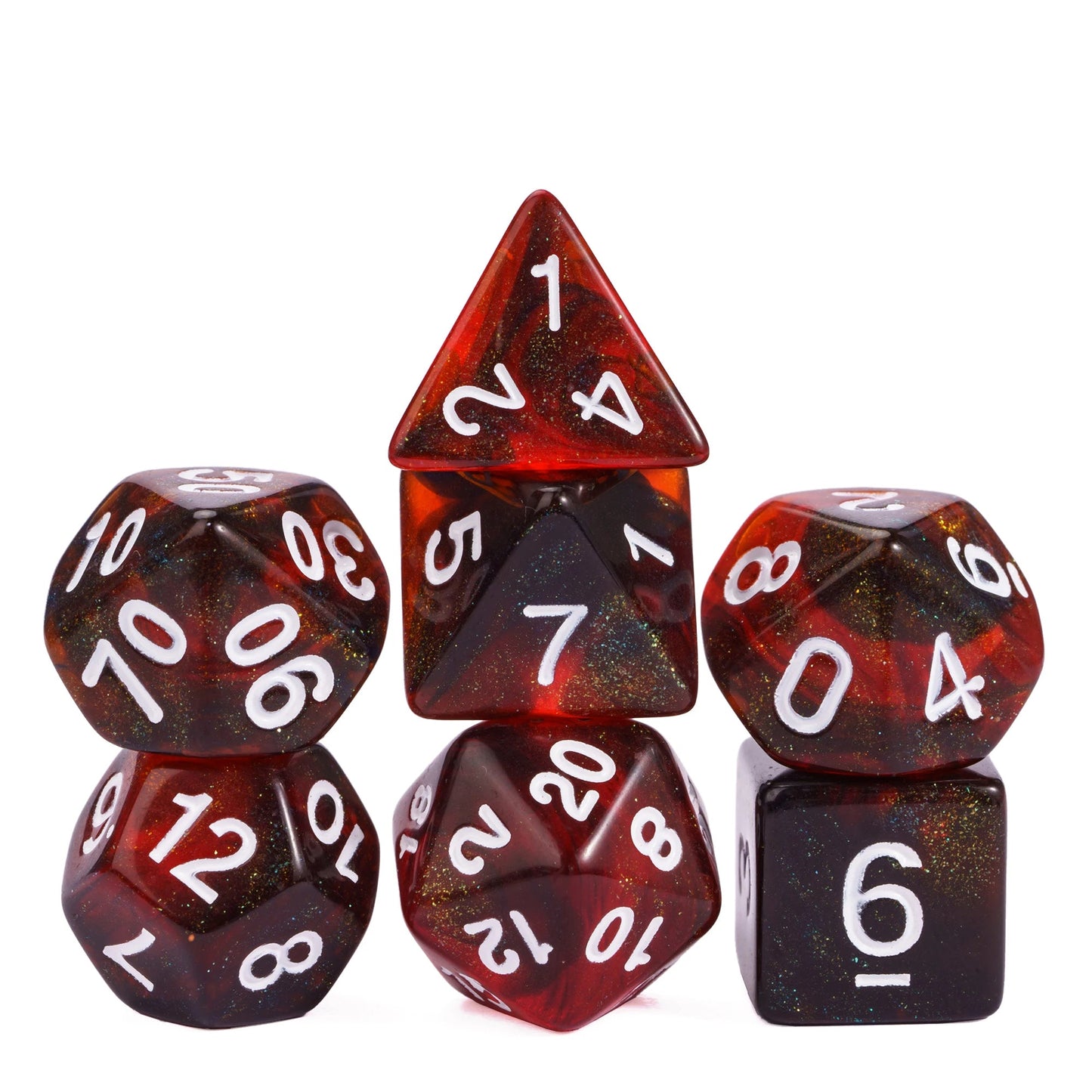 Poludie DND 7Pcs/Set Dice Set Window Lattice Red D4~D20 Diverse Polyhedral Dice for Role Playing Board Game Tabletop RPG D&D