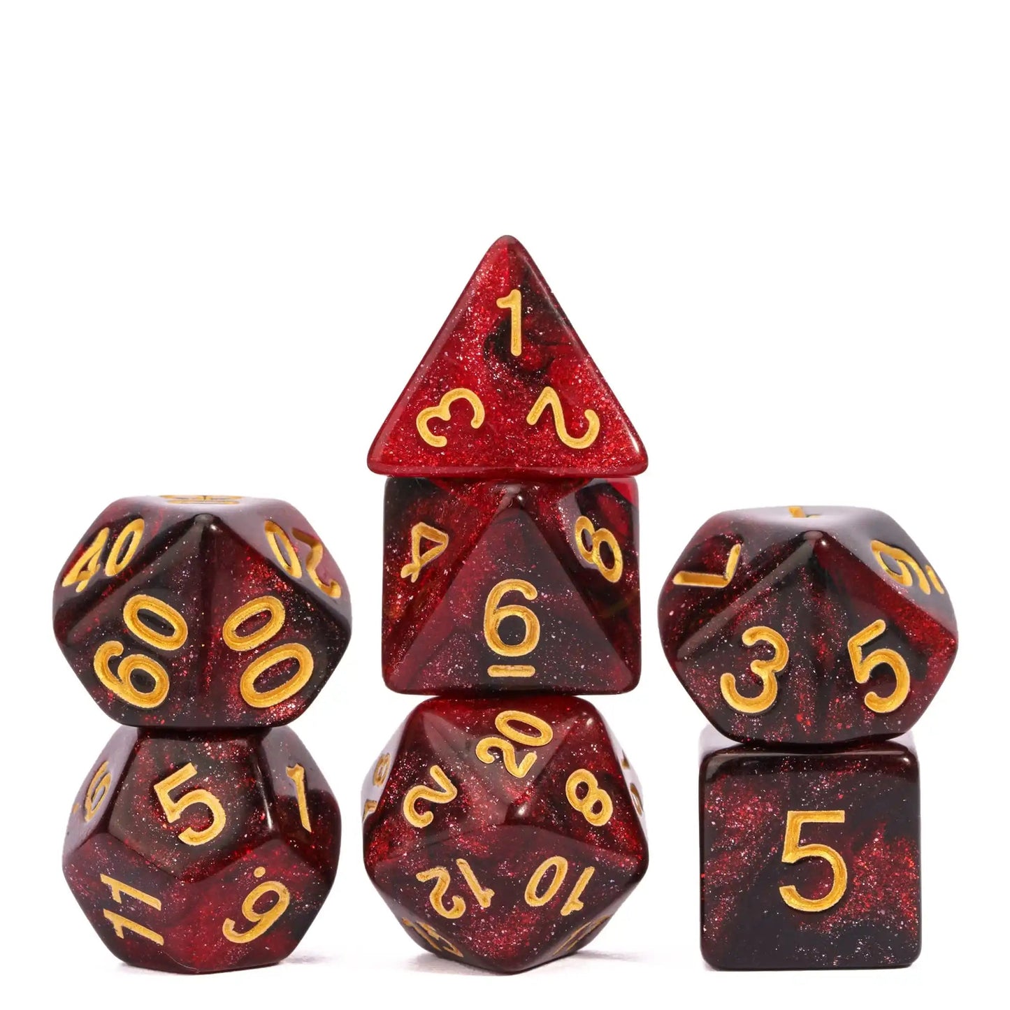 Poludie DND 7Pcs/Set Dice Set Window Lattice Red D4~D20 Diverse Polyhedral Dice for Role Playing Board Game Tabletop RPG D&D