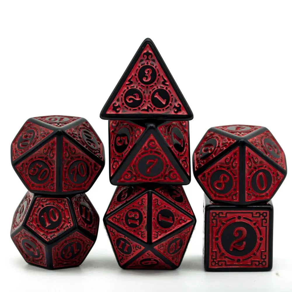 Poludie DND 7Pcs/Set Dice Set Window Lattice Red D4~D20 Diverse Polyhedral Dice for Role Playing Board Game Tabletop RPG D&D