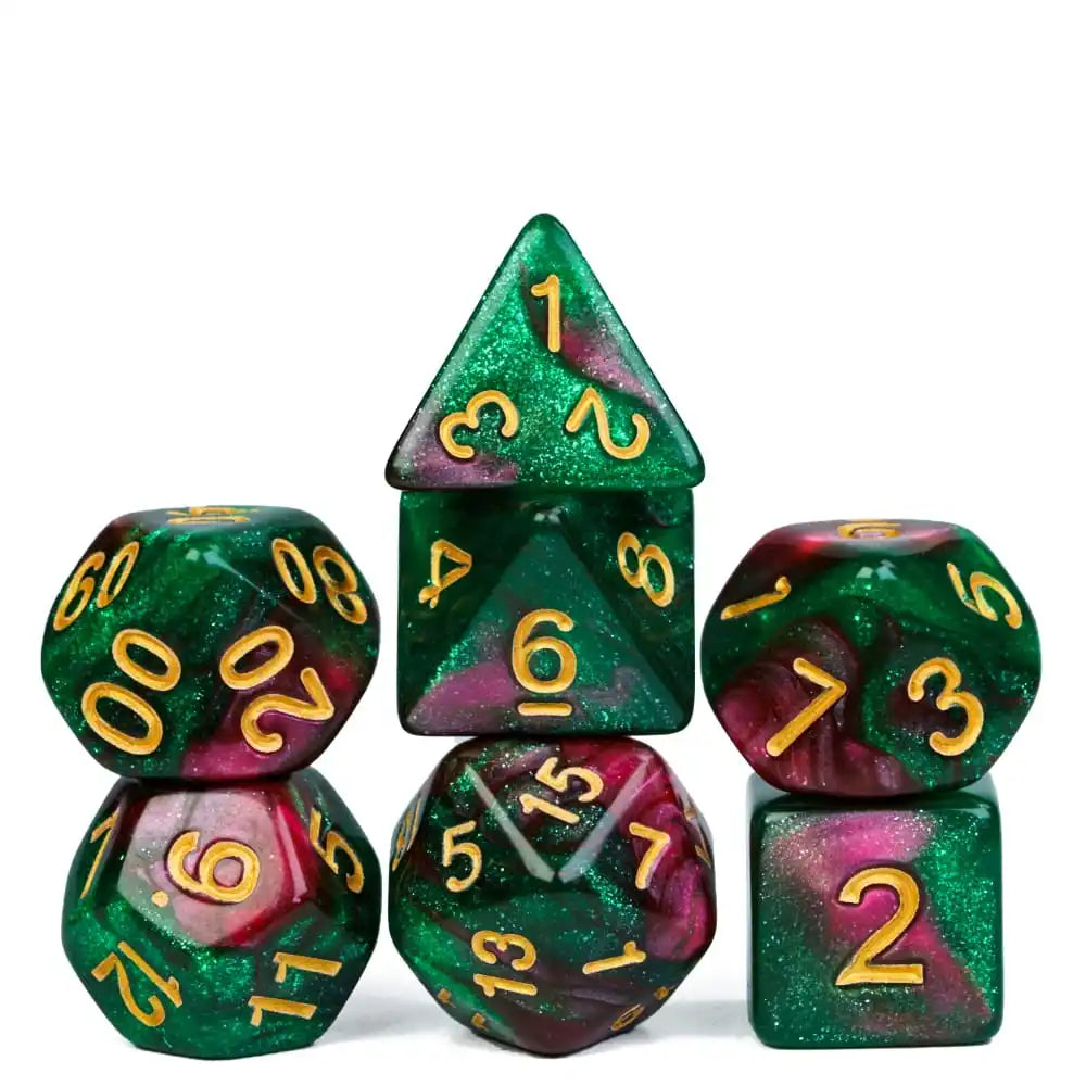 Poludie DND 7Pcs/Set Dice Set Window Lattice Red D4~D20 Diverse Polyhedral Dice for Role Playing Board Game Tabletop RPG D&D