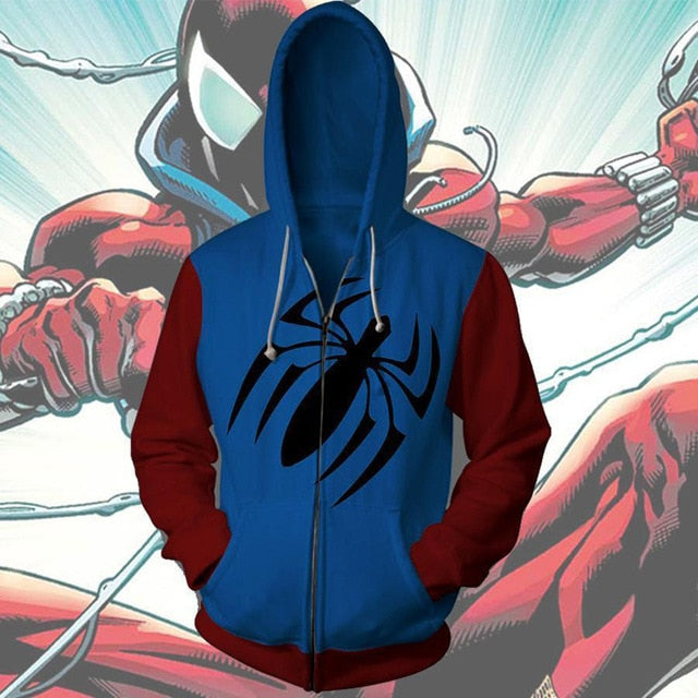 Popular Marvel movie venom 3D Printed Hoodies Men Women Spiderman Hooded Sweatshirts hip hop Zipper Pocket Jackets