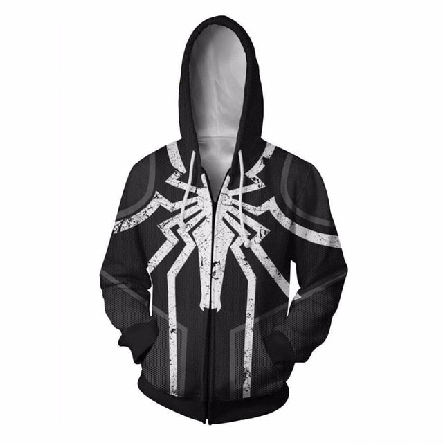 Popular Marvel movie venom 3D Printed Hoodies Men Women Spiderman Hooded Sweatshirts hip hop Zipper Pocket Jackets