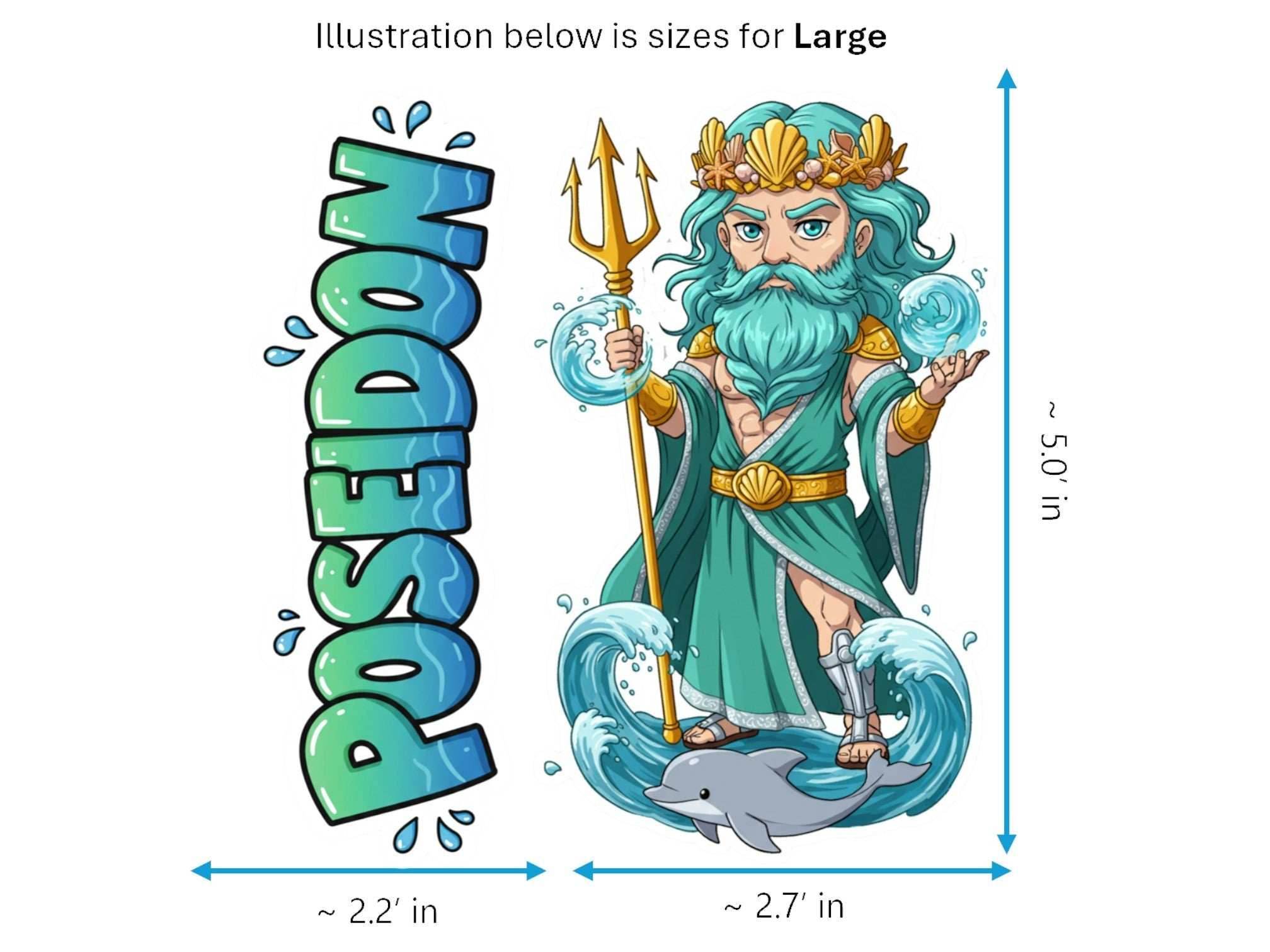 Poseidon Ennosigaios Mythkins™ Vinyl Sticker – Greek God of the Sea and Earthquakes | Waterproof & UV-Proof - Sticker / Large