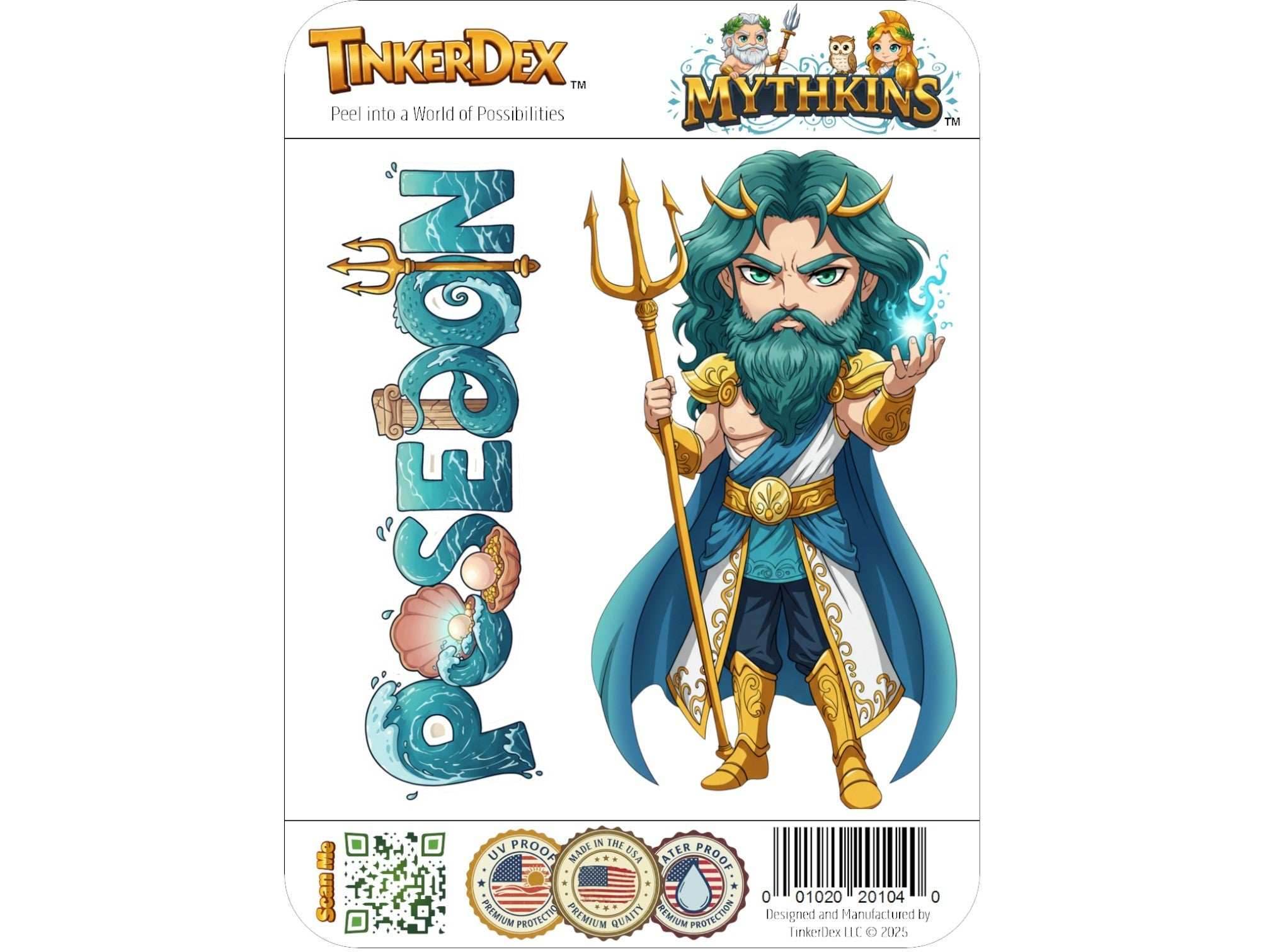 Poseidon Pelagaios Mythkins™ Vinyl Sticker – Greek God of the Sea | Waterproof & UV-Proof - Sticker / Mini
