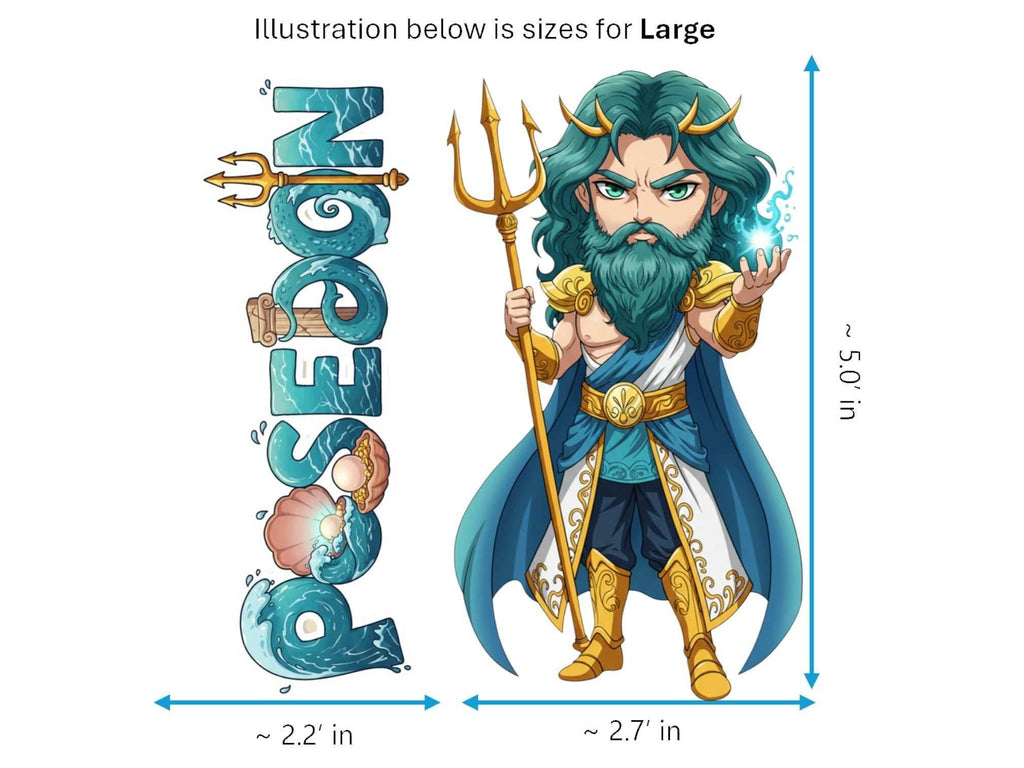 Poseidon Pelagaios Mythkins™ Vinyl Sticker – Greek God of the Sea | Waterproof & UV-Proof - Sticker / Large