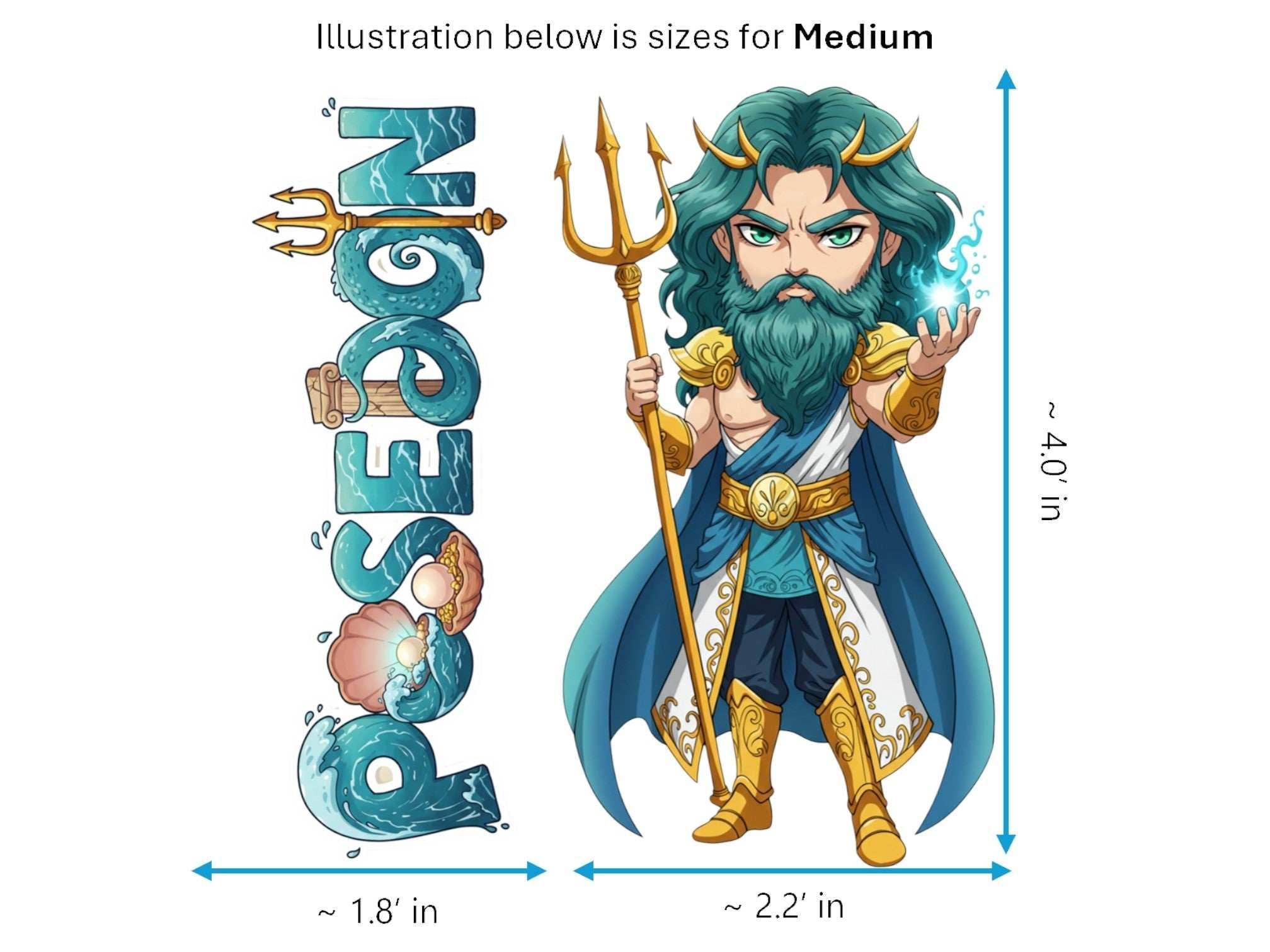 Poseidon Pelagaios Mythkins™ Vinyl Sticker – Greek God of the Sea | Waterproof & UV-Proof - Sticker / Medium