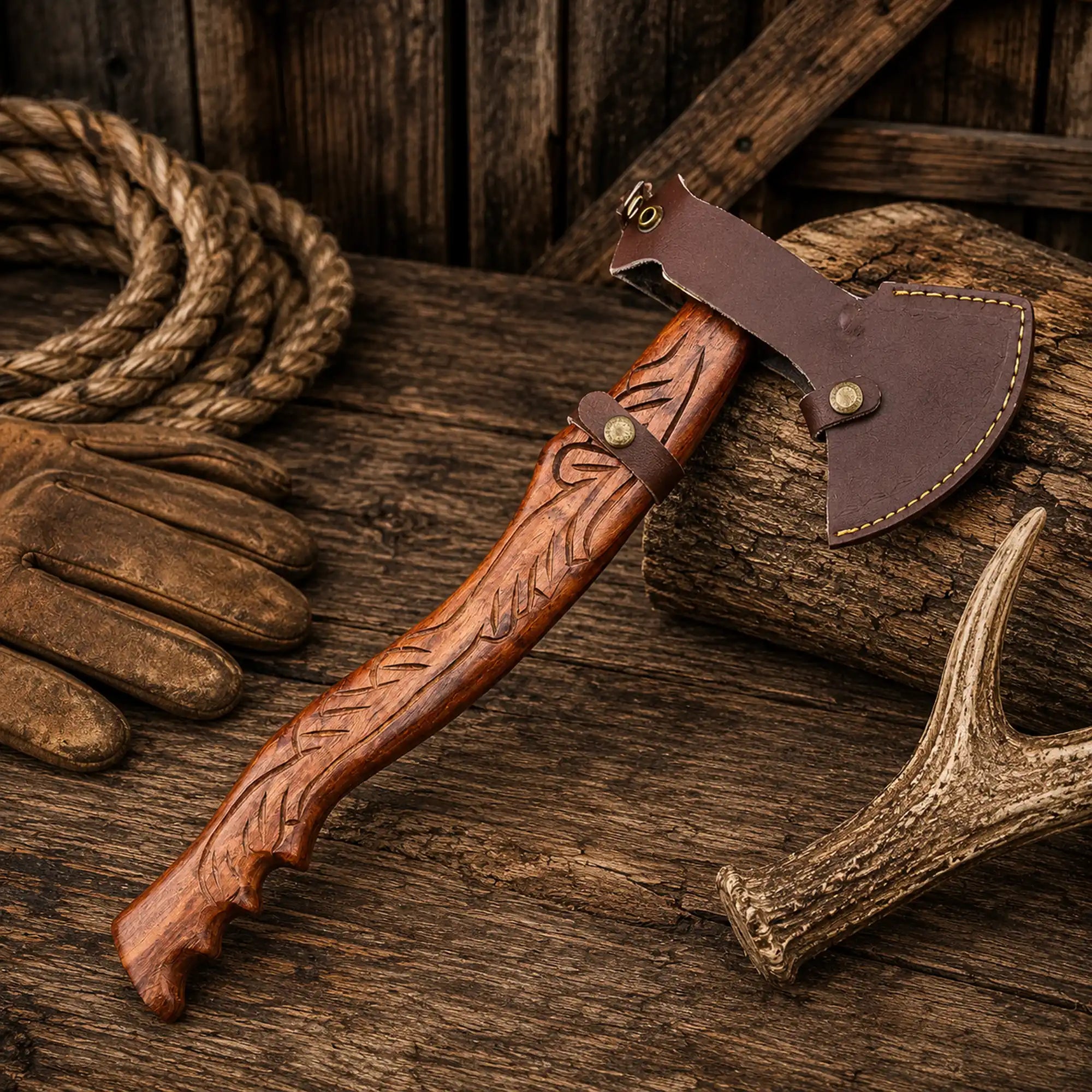 Tomahawk Axe for Sale | Handmade Damascus Steel Rosewood Valor Axe
