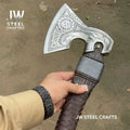 Viking Style Engraved Axe | Handcrafted Leather Wrapped Handle