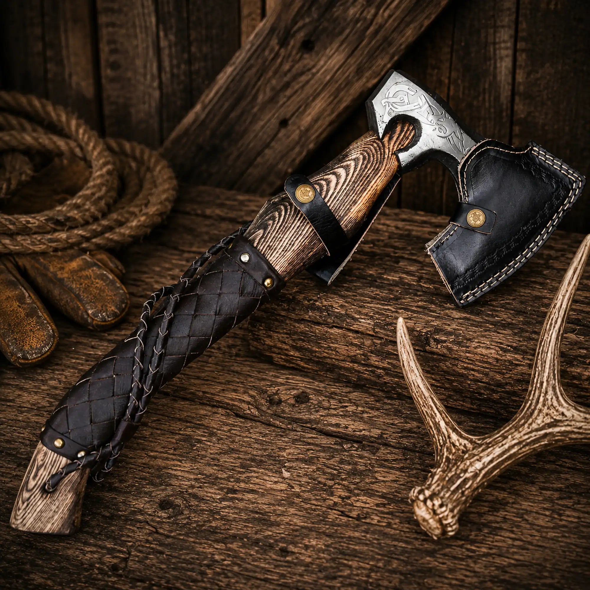 21" Handmade Viking Bearded Axe | 1095 High Carbon Steel Hatchet