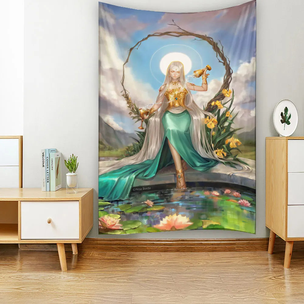 Priestess Princess Magic Witchcraft Wall Hanging Tapestry Art Deco Blanket Curtain Hanging Home Bedroom Living Room Decor