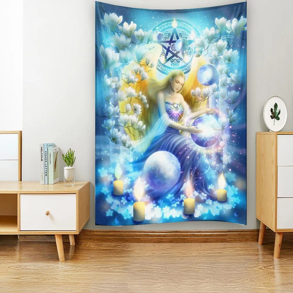 Priestess Princess Magic Witchcraft Wall Hanging Tapestry Art Deco Blanket Curtain Hanging Home Bedroom Living Room Decor