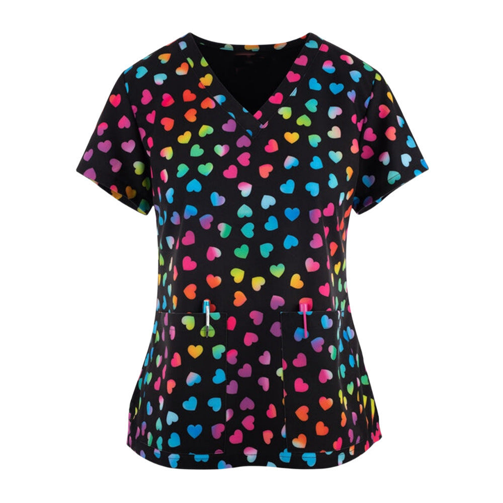 Printed Loose Casual Women's Nurses' Uniform