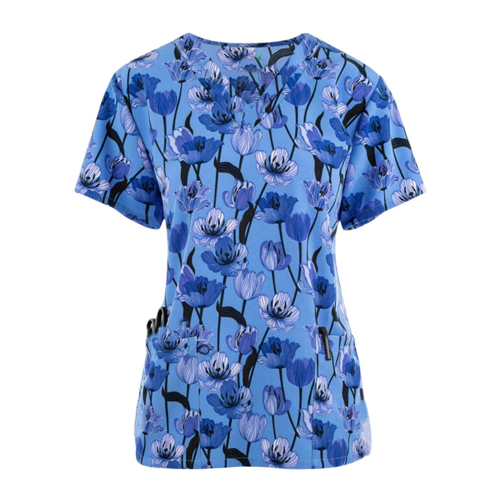 Printed Loose Casual Women's Nurses' Uniform