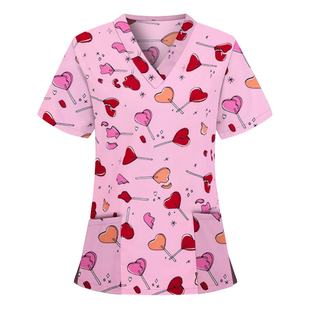 Printed Loose Casual Women's Nurses' Uniform