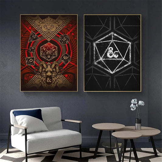 Prints Dungeons and Dragons Card Canvas Painting Posters and Prints Wall Artist's Home Decoration Game Room Decoration Picture