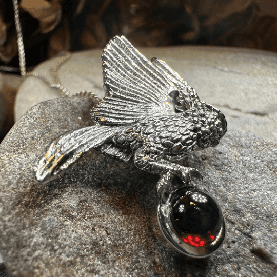 Regal Owl Necklace - Garnet