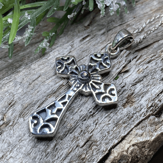 Caitlyn Celtic Cross Necklace - Amethyst