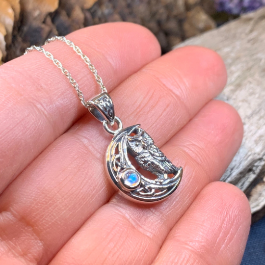 Owl Crescent Moon Necklace