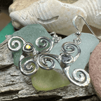 Triple Spiral Heart Earrings - Garnet