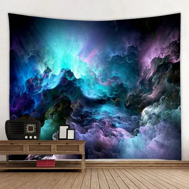 Psychedelic Bohemian Mandala Printed Polyester Tapestry Wall Hanging For Decorate Home Living Room Bedroom Office 6 Sizes