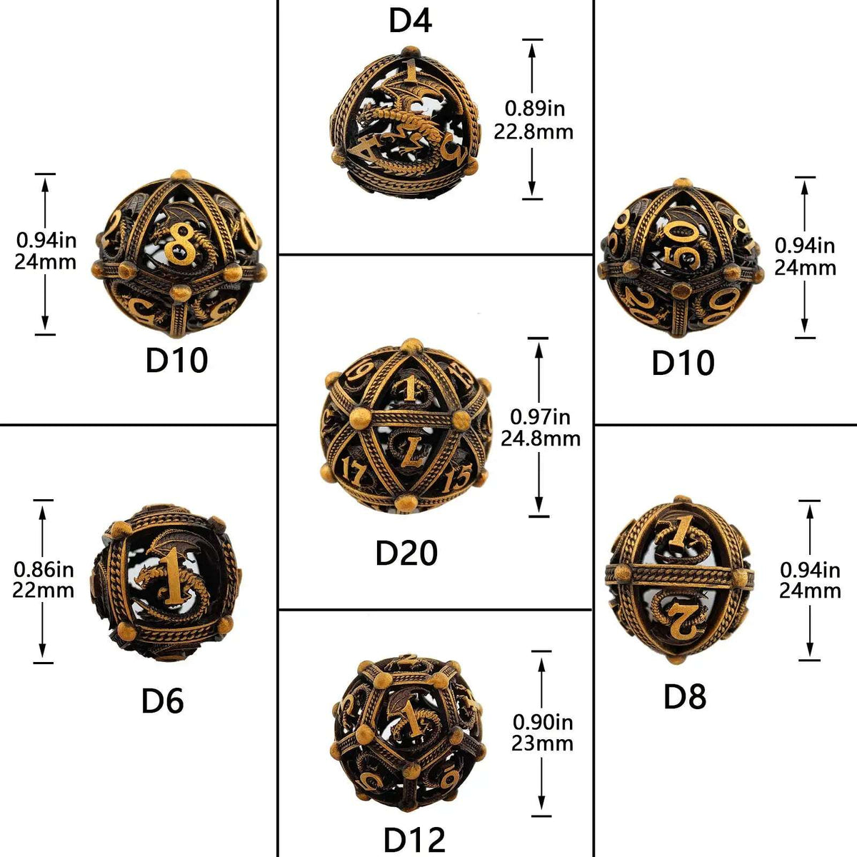 Pteranodon Round Bloodstained Hollow Metal D&D Dice Set