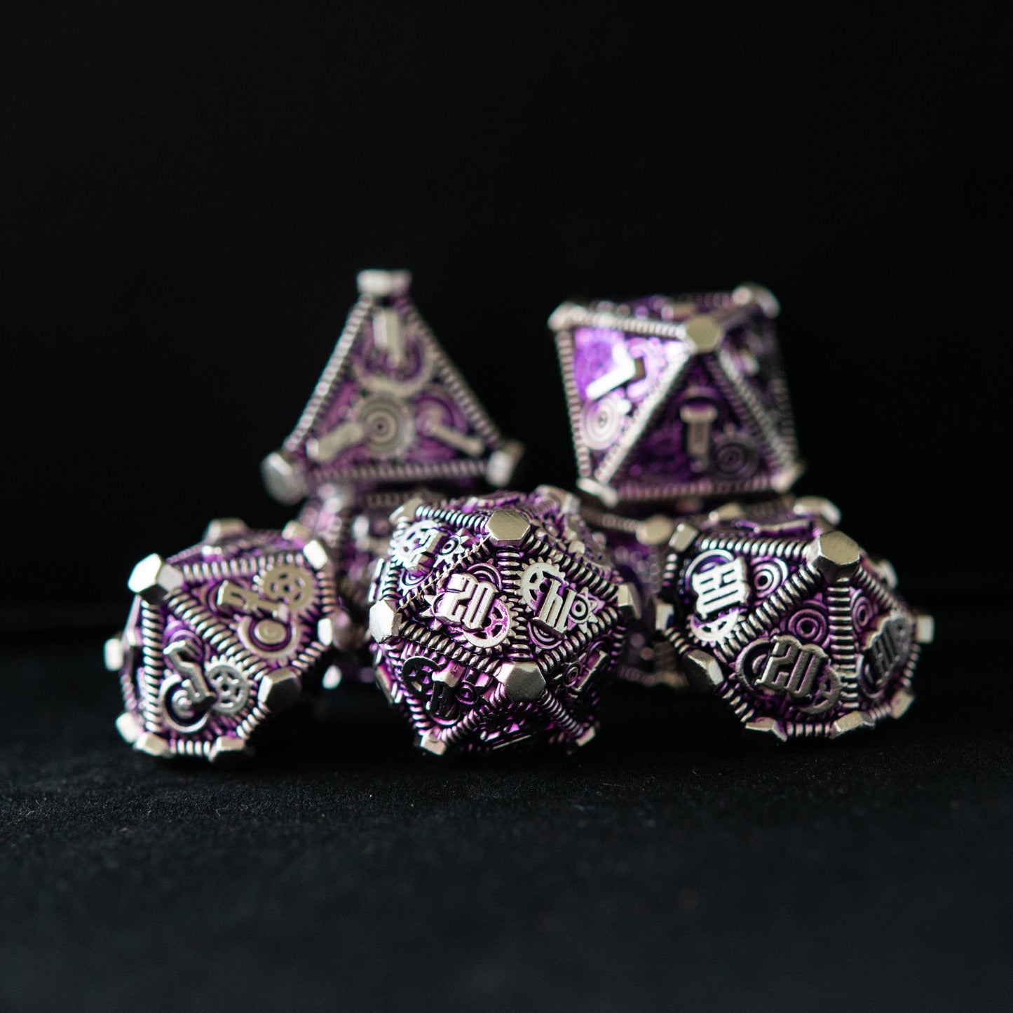 Purple and Silver - Weird West Wasteland Metal Dice Set