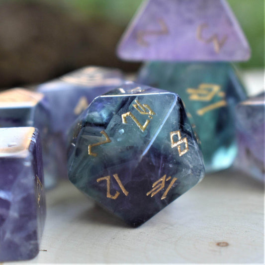 Purple Fluorite Stone Dice Set - 