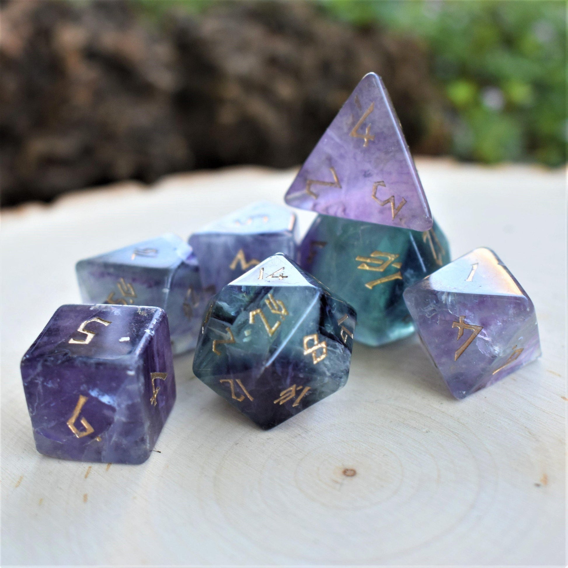 Purple Fluorite Stone Dice Set