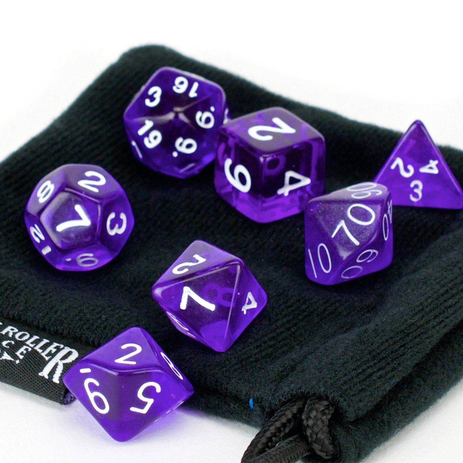 Purple Translucent Dice - 7 Piece Set - 