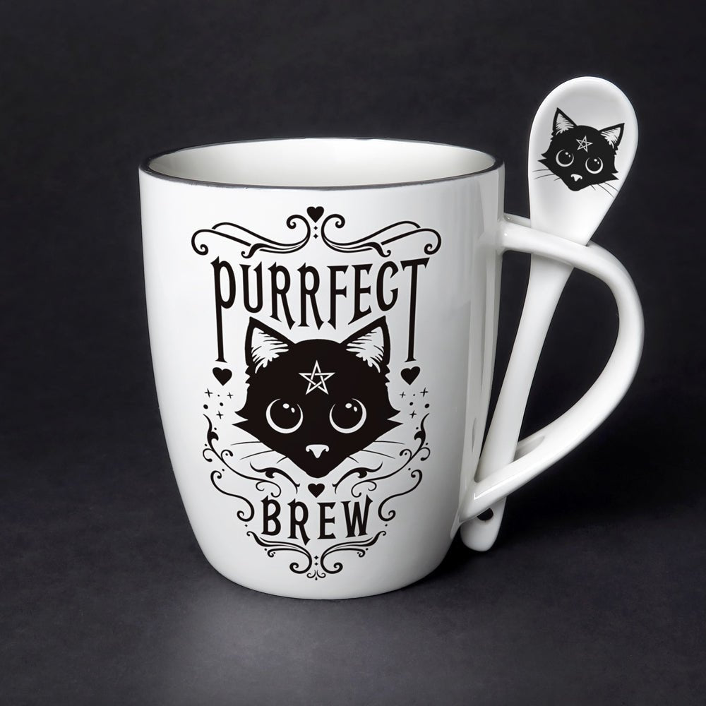 Purrfect Brew Mug Tea Cup and Spoon