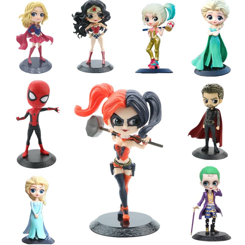 Q Version Of Marvel Superhero Princess Aisha Ann; Harley Quinn And &quot;Supergirl And Catwoman&quot; Action Doll Home Decoration Gifts