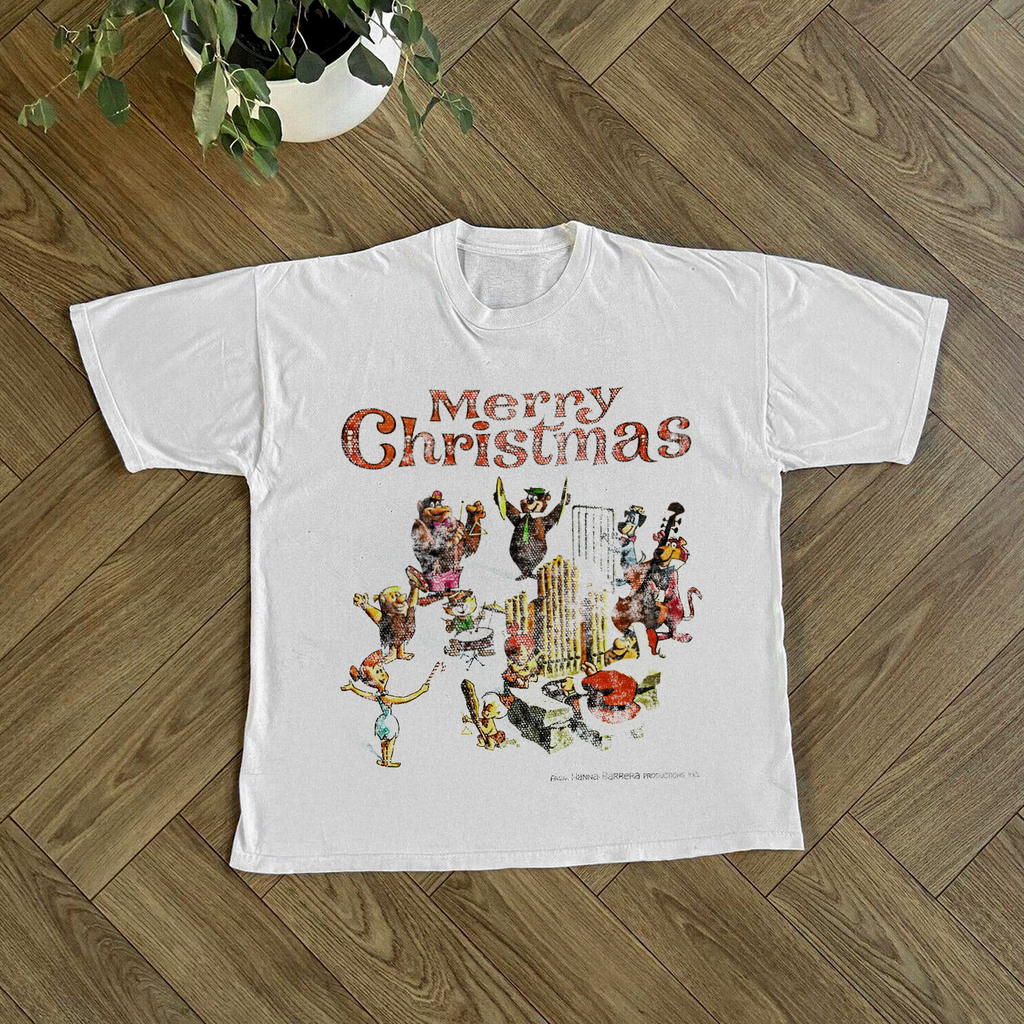 Hanna Barbera 60s 'Christmas Band' Vintage Washed White Tee