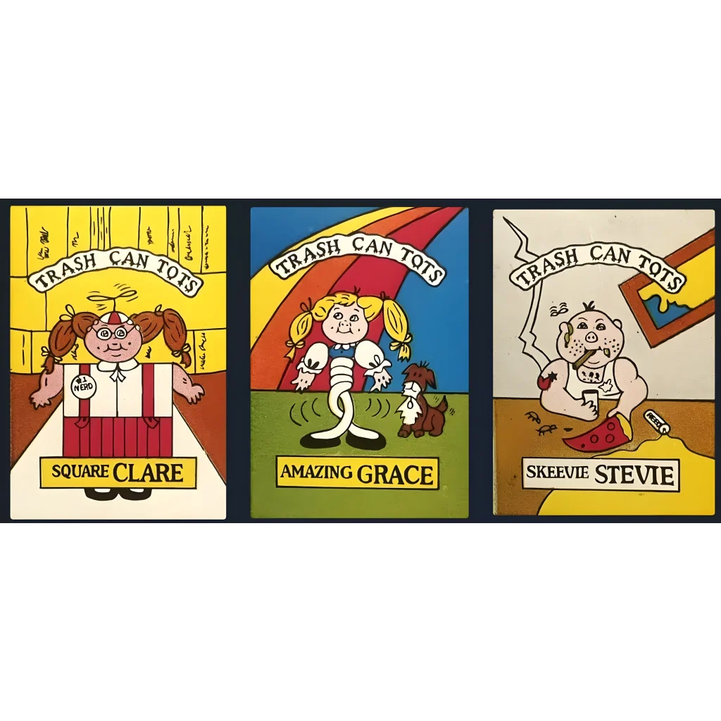 Vintage 1980s Trash Can Tots Complete Series Stickers 🗑️ NOS Vending Set, 10 Strips / 30 Characters