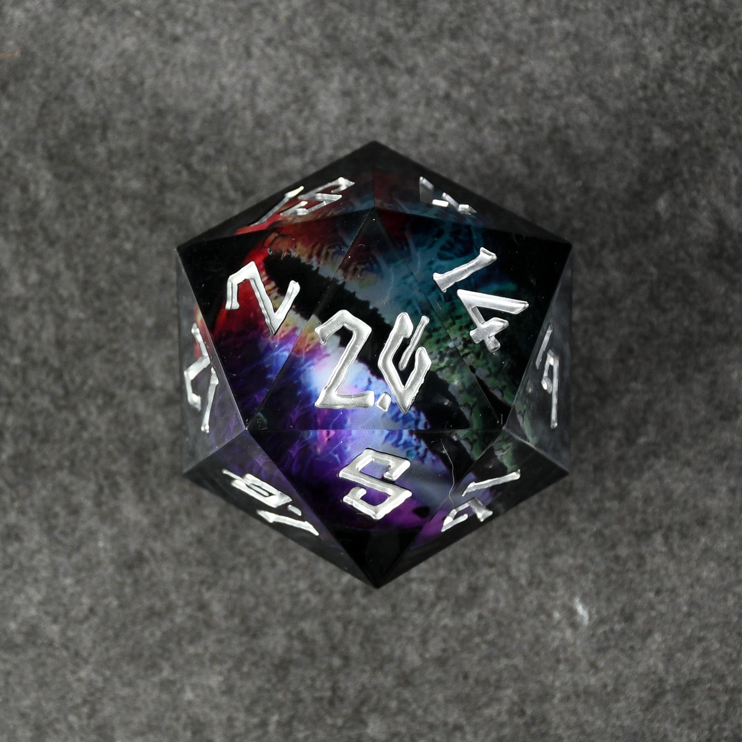 Rainbow Dragon (Black/Silver) Liquid Core 30mm D20