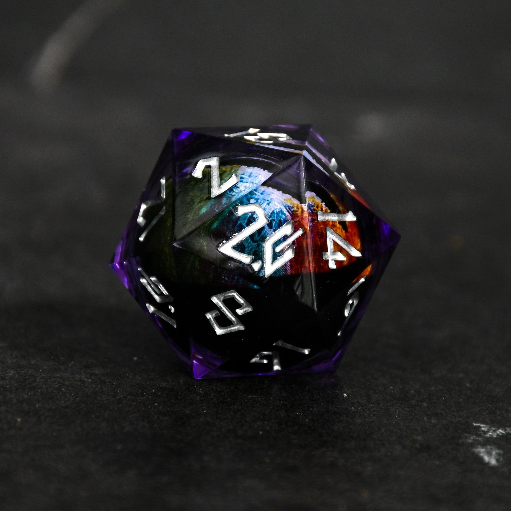 Rainbow Dragon (Black/Silver) Liquid Core 30mm D20