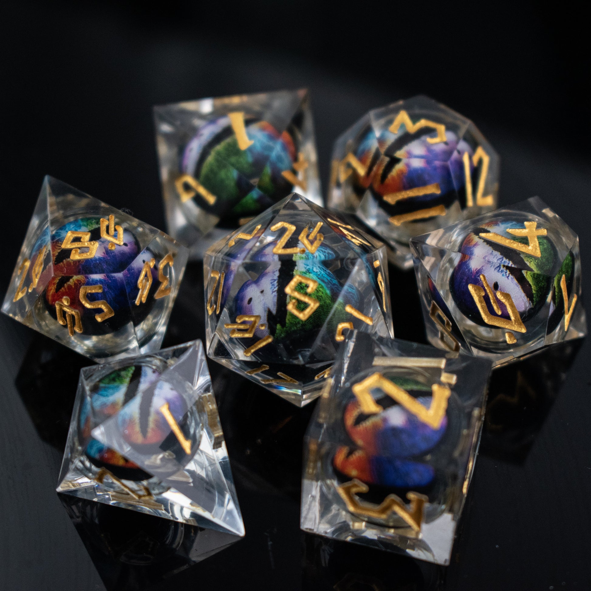 Rainbow Dragon Liquid Core Dice Set