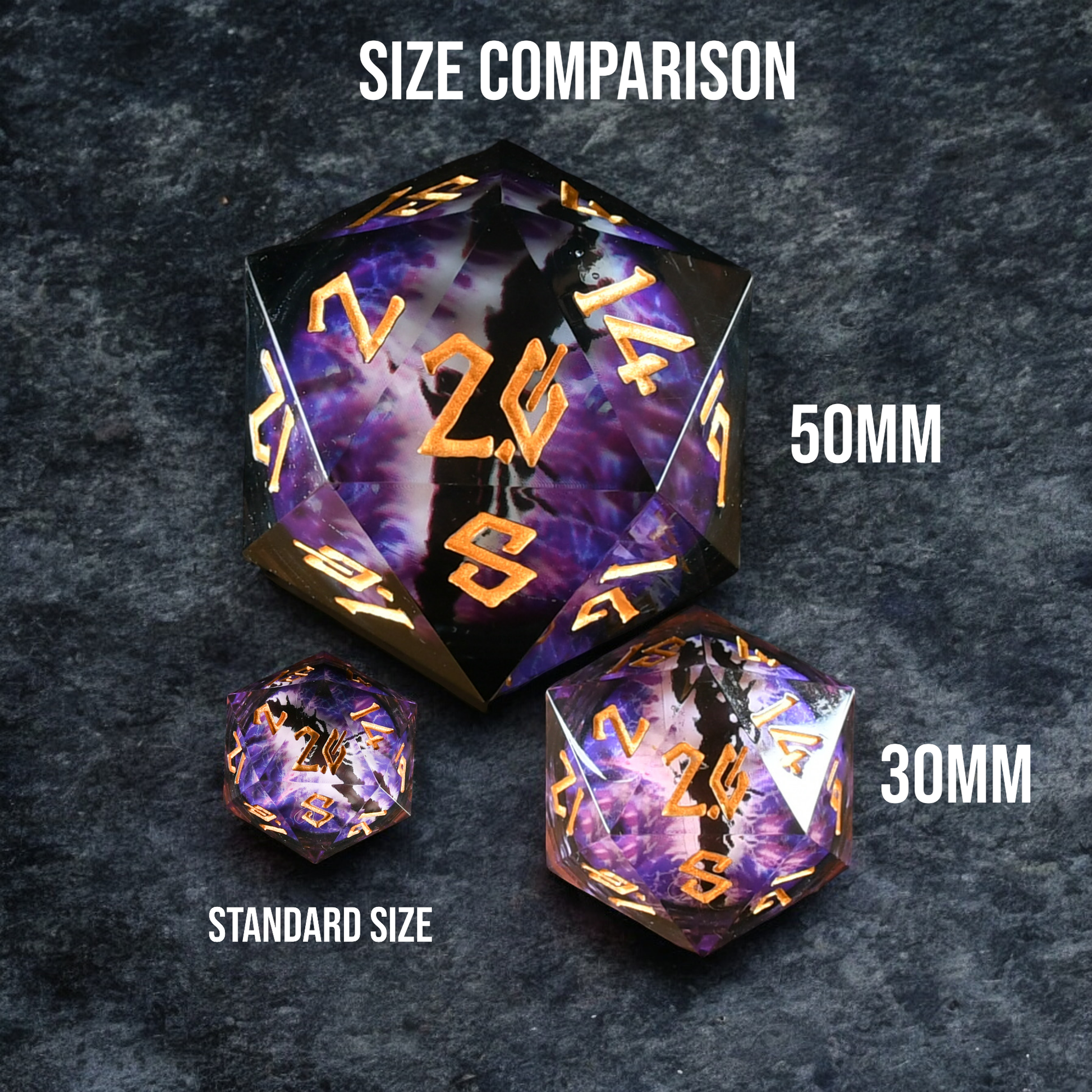 Rainbow Dragon (Purple/Silver) Liquid Core 50mm D20