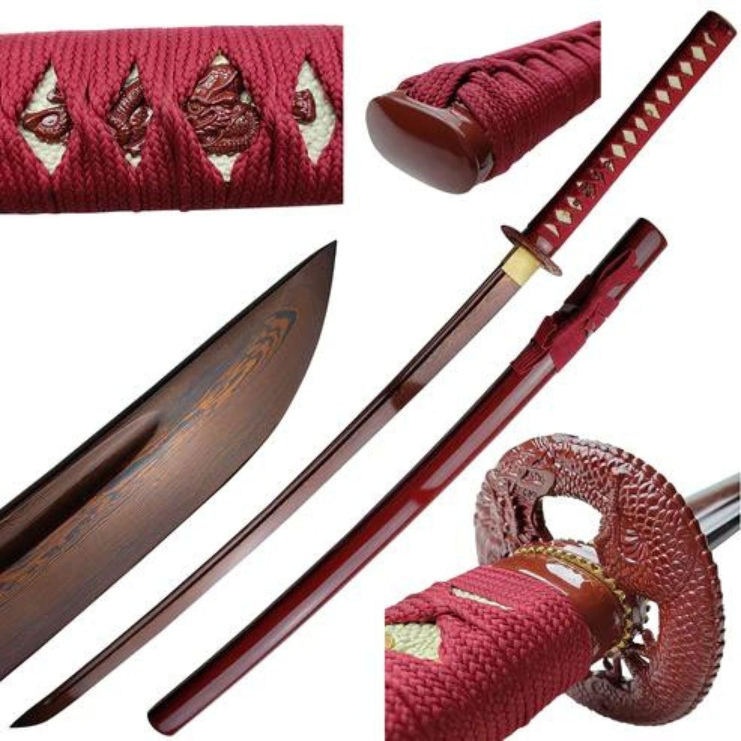 Rare Red Damascus Steel Katana