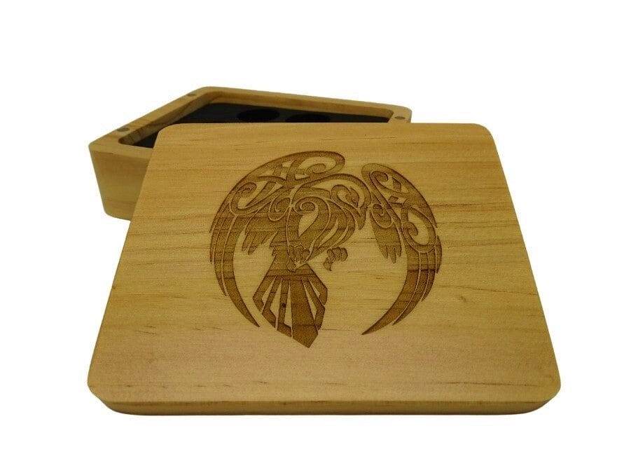 Raven Wooden Dice Case - Pine Wood
