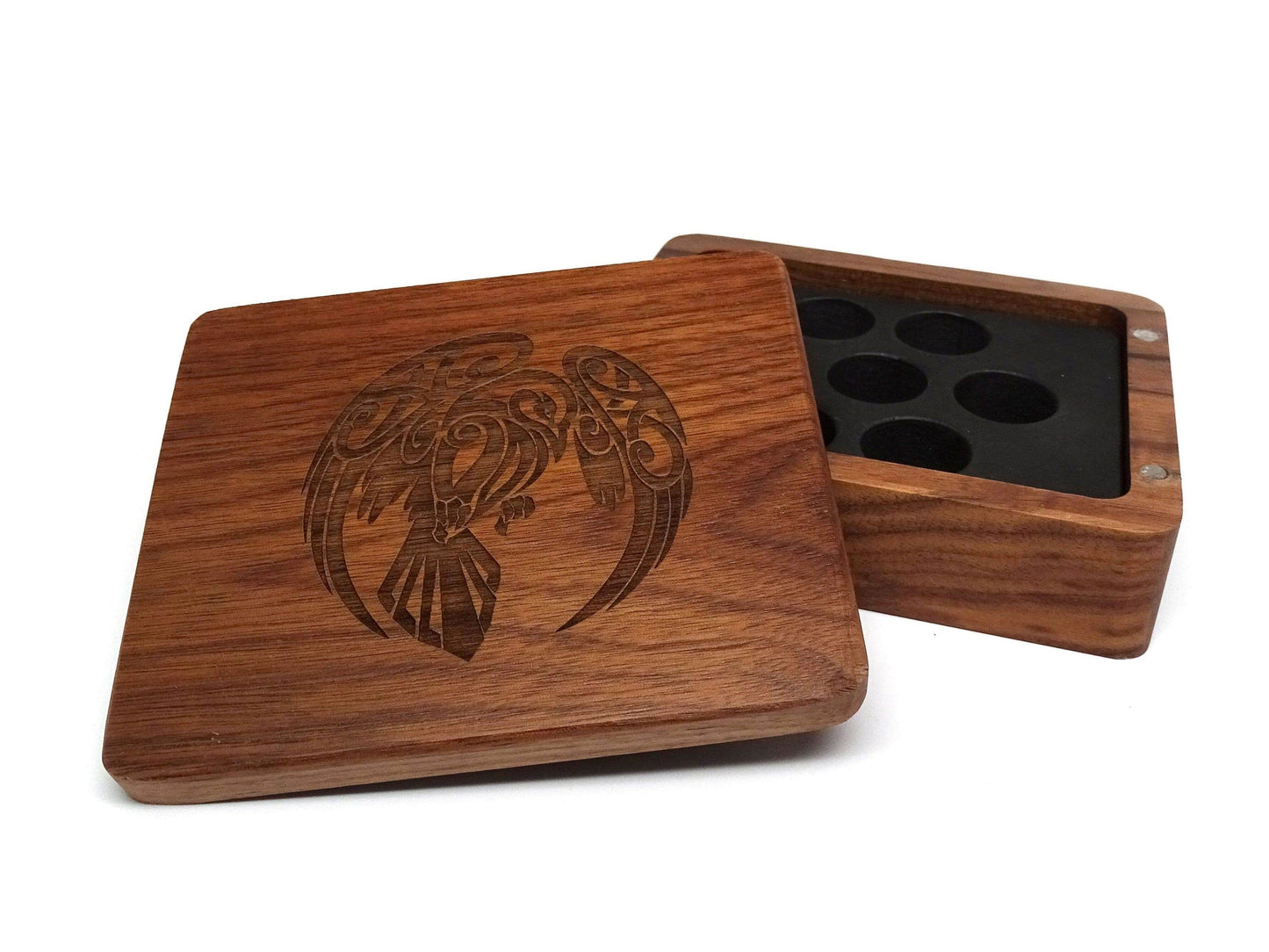 Raven Wooden Dice Case - Walnut Wood