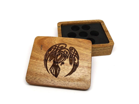 Raven Wooden Dice Case - Acacia Wood