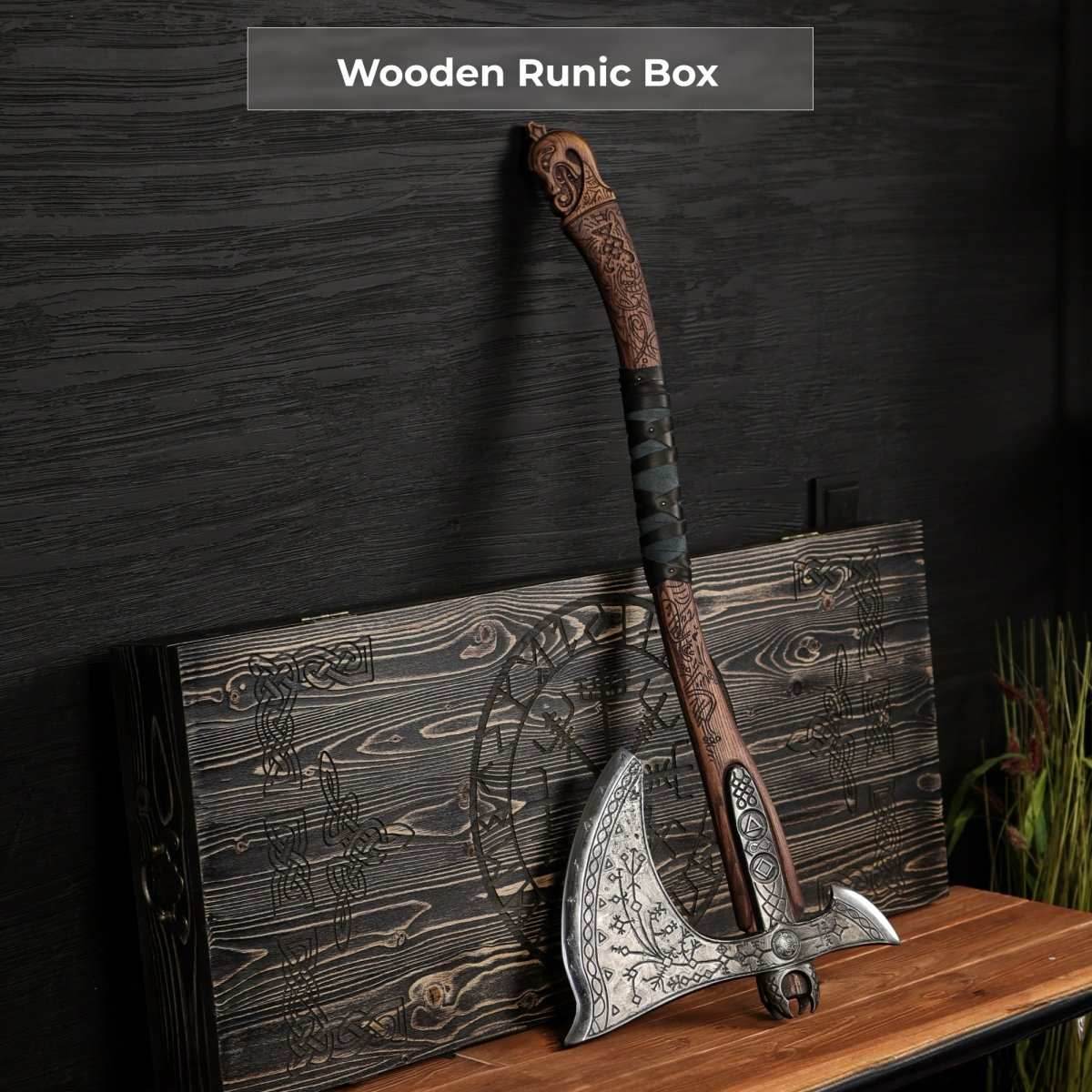 Real Leviathan axe with Glow-in-the-Dar Runes - 