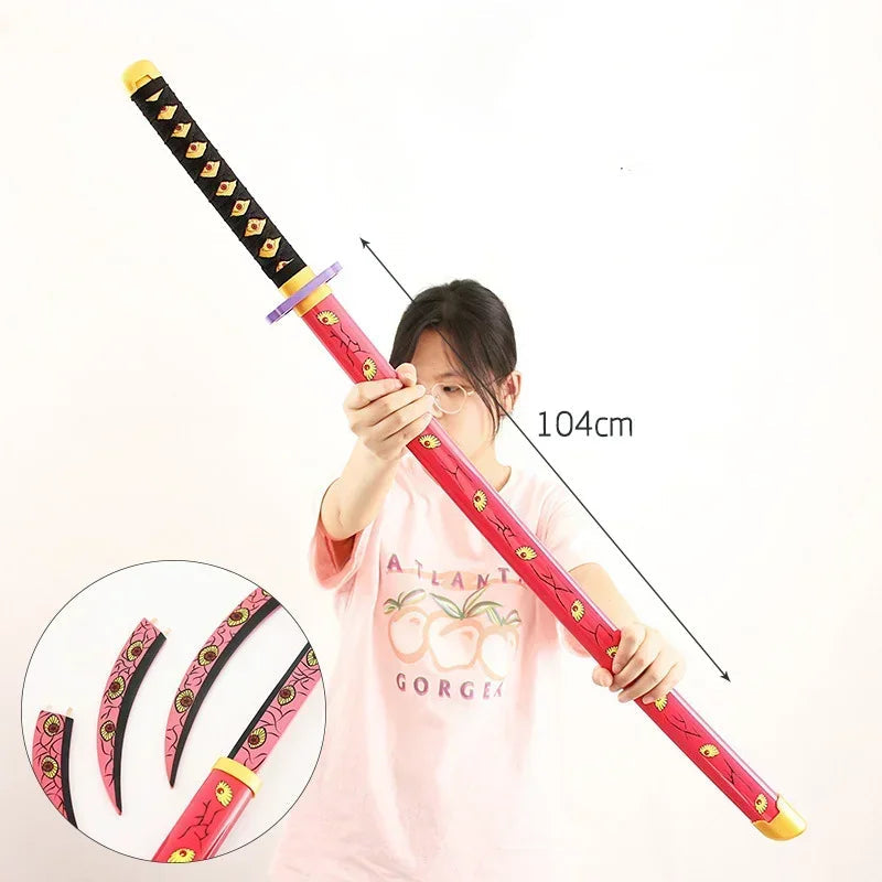 Real Size Demon Slayer Katana Anime Kimetsu No Yaiba Mitsuri Cosplay Prop Ninja Knife Japanese Samurai Sword Weapon Kid Toy Gift