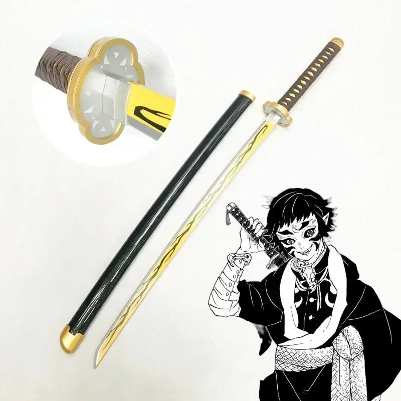 Real Size Demon Slayer Katana Anime Kimetsu No Yaiba Mitsuri Cosplay Prop Ninja Knife Japanese Samurai Sword Weapon Kid Toy Gift