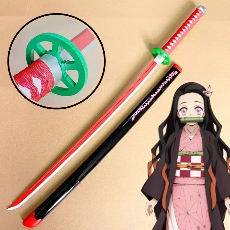 Real Size Demon Slayer Katana Anime Kimetsu No Yaiba Mitsuri Cosplay Prop Ninja Knife Japanese Samurai Sword Weapon Kid Toy Gift